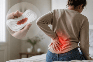 Dolor de espalda y menstruación concepto